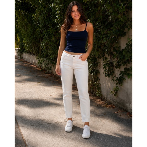 Chico's Denim - Chicos‎ Large White Denim Straight Leg Jeans Womens Five Pocket Pants